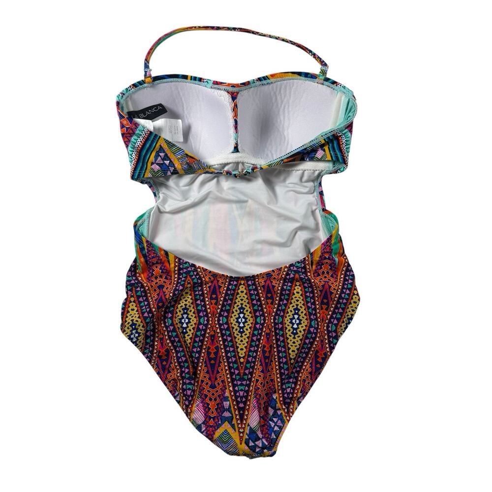 La Blanca Color Me Happy One Piece Swimsuit Aztec Geometric Print Size 6 NWOT - Picture 2 of 5